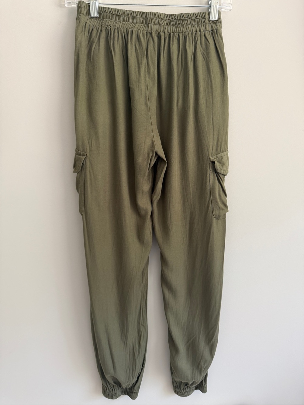 Olive Cargo Jogger Pants with Elastic Waist - Women - Picture 2 of 5